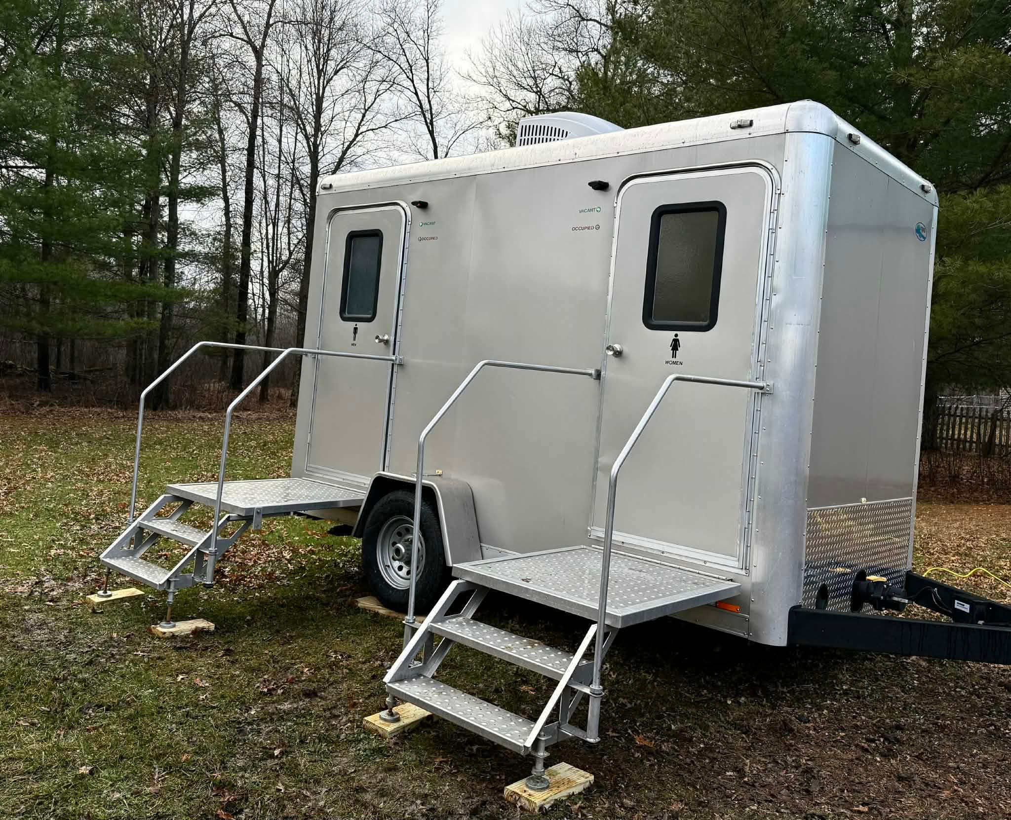 Two-stall exterior angle view