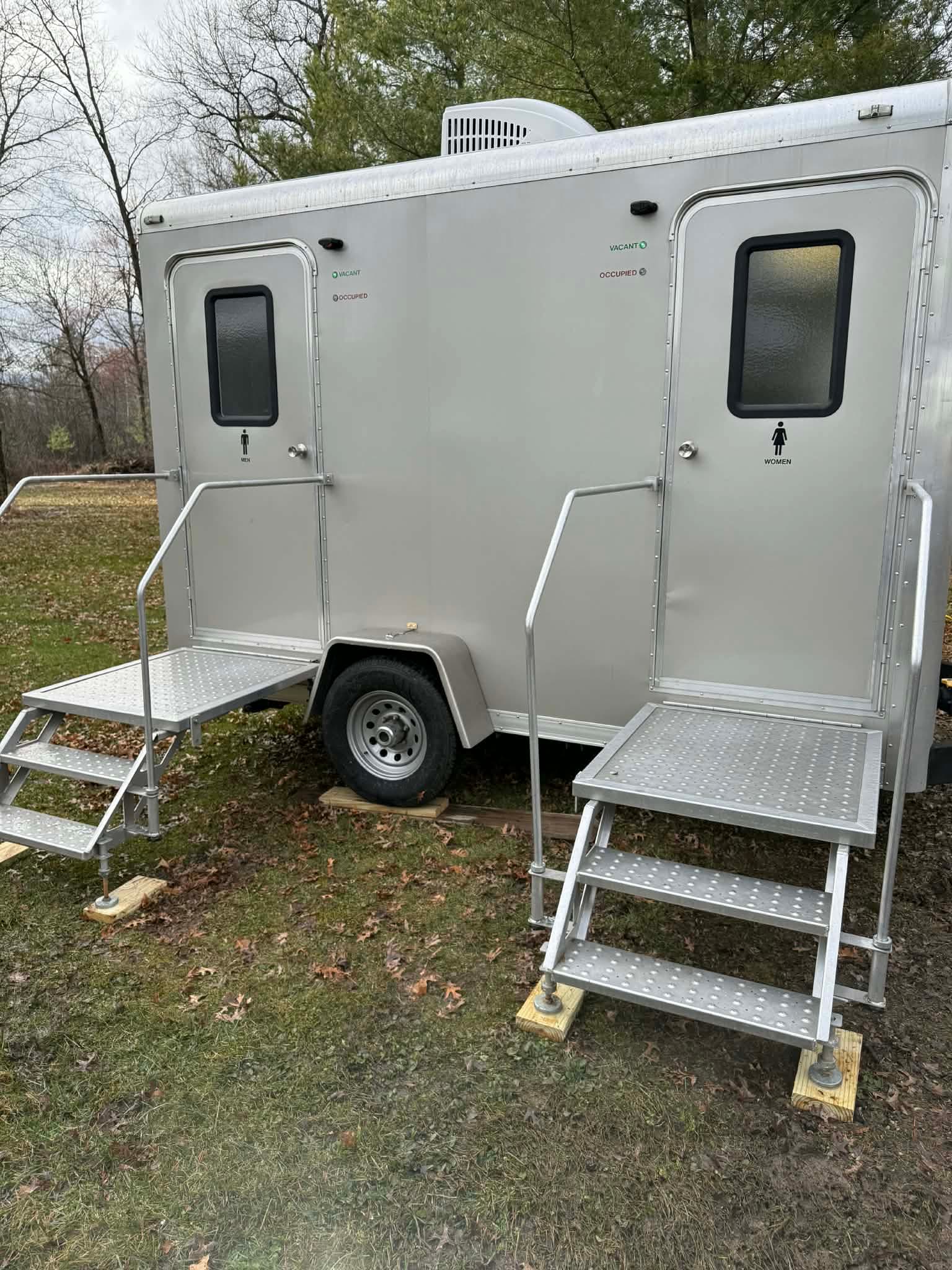 Two-stall exterior side view
